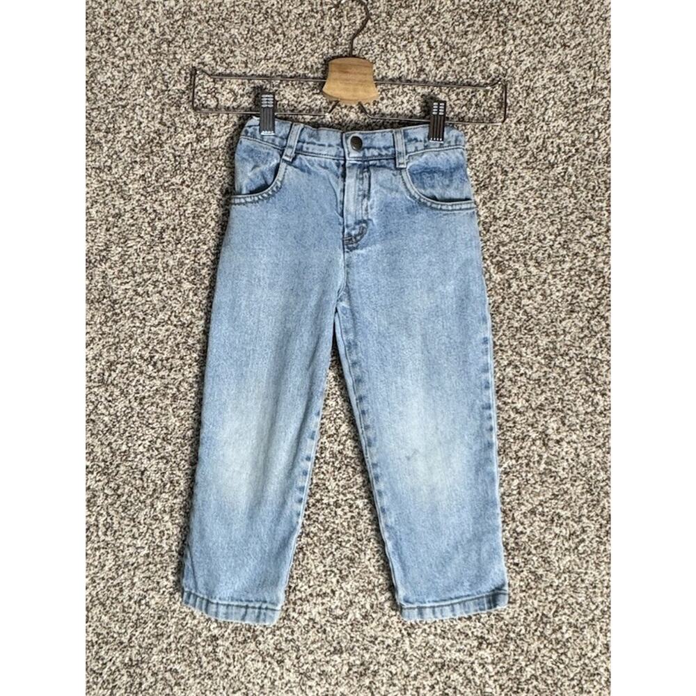 Vtg 90s Girls Baby Guess Jeans Size 4Y Blue Denim Light Wash Straight Leg Logo